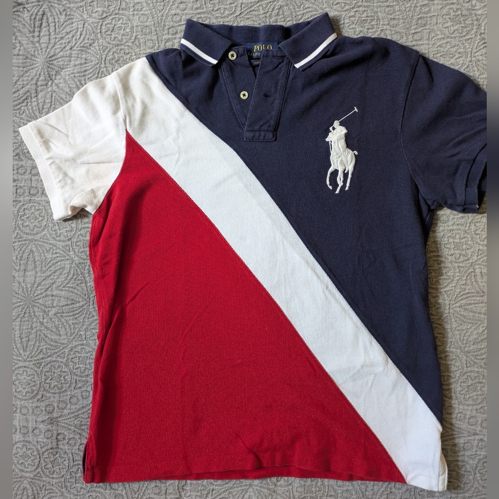 Ralph Lauren Mens Polo Shirt - Navy, Red, and White